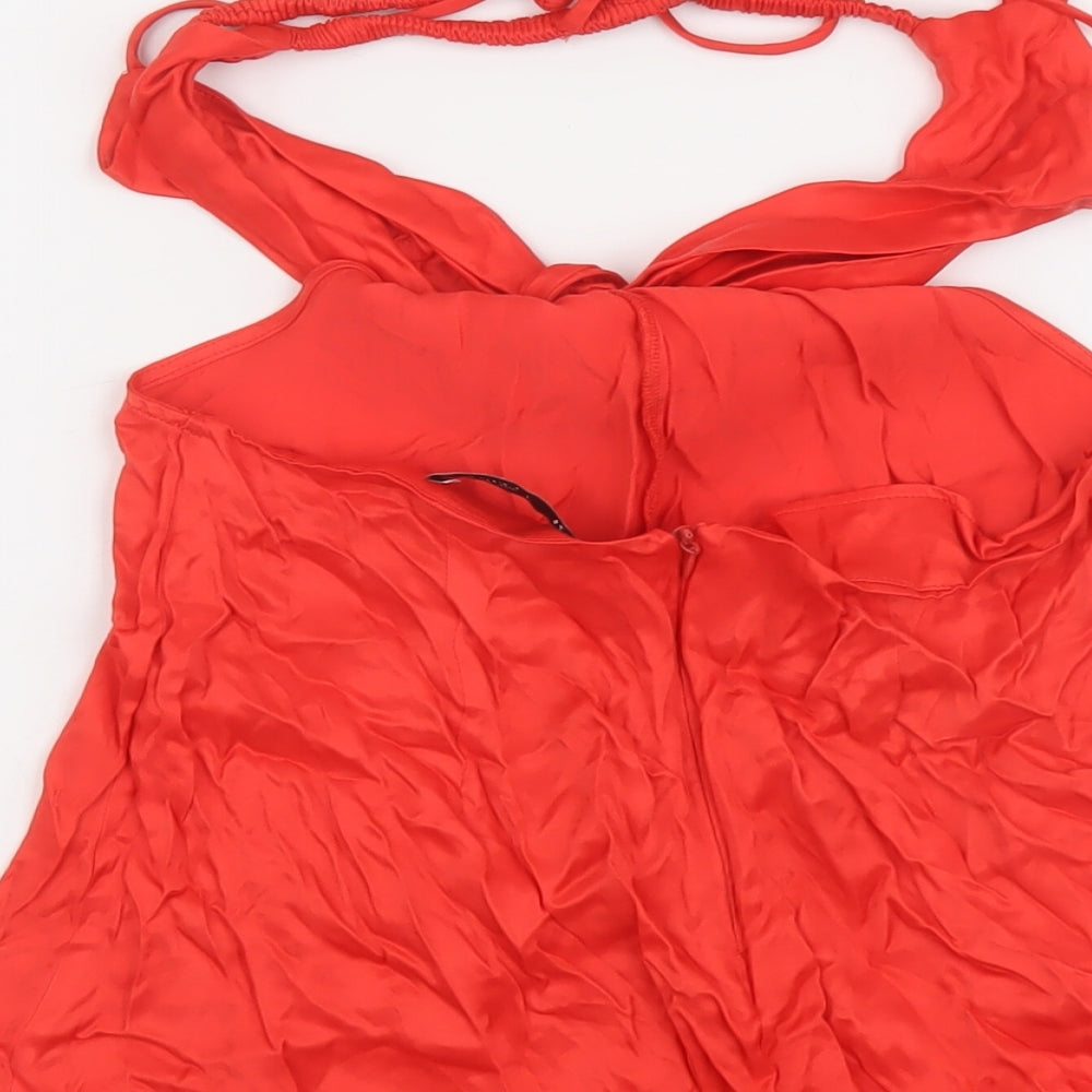 Womens UK Size S Zara Red Basic Blouse