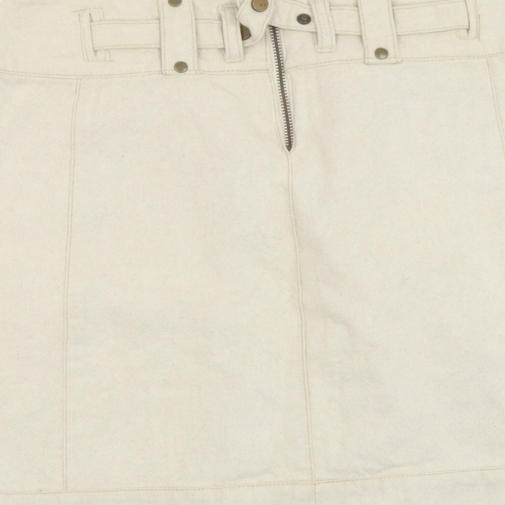 French Connection Womens Beige Cotton A-Line Skirt Size 10 Zip