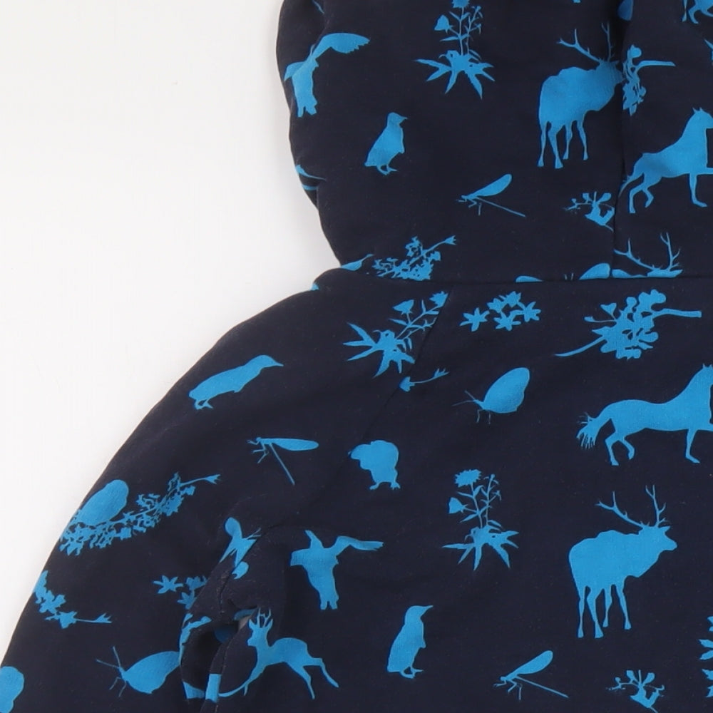 H&M Womens Blue Geometric Cotton Pullover Hoodie Size 8 Pullover