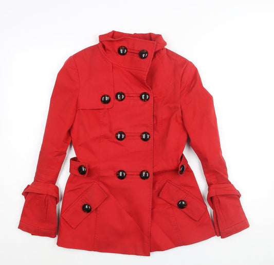 Womens UK Size S Zara Red Trench Coat