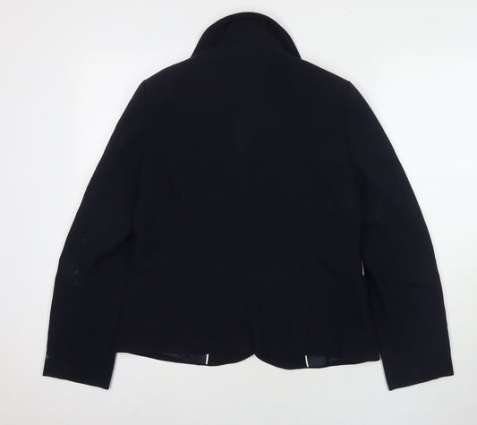EWM Womens Blue Jacket Blazer Size 12 Button