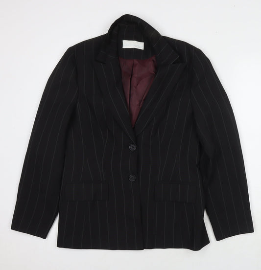 AMARANTO Womens Black Jacket Blazer Size 14 Button