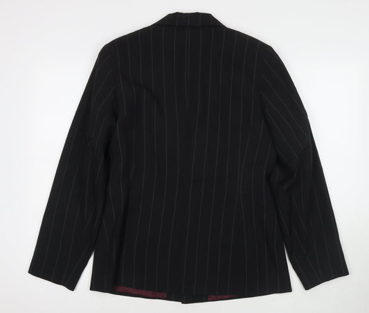 AMARANTO Womens Black Jacket Blazer Size 14 Button