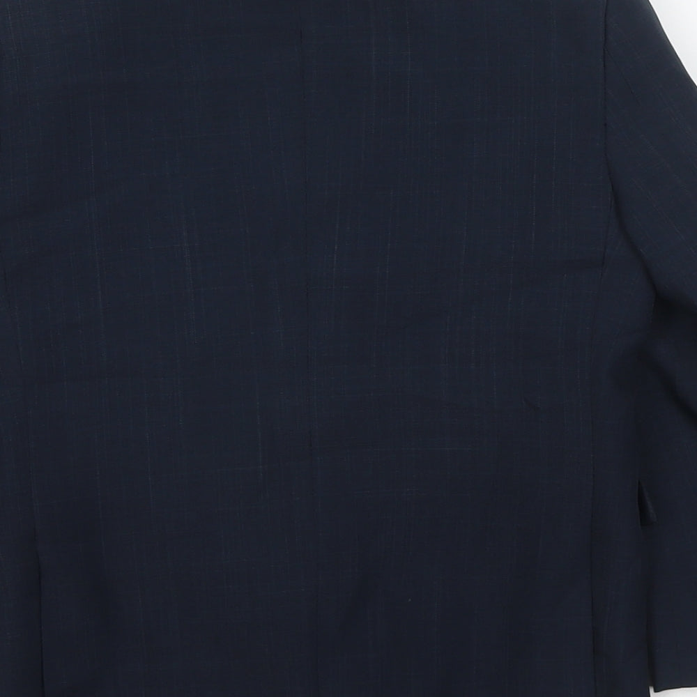 Brand and care label for Cenario boys’ blue jacket blazer, size 7, years button