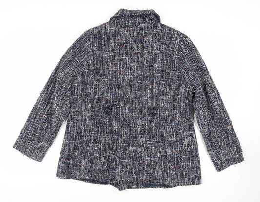 Classics Womens Blue Pea Coat Coat Size 18 Button