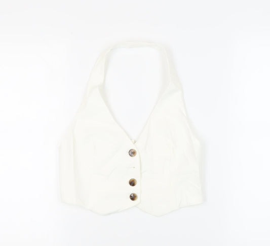 Zara Womens White Jacket Waistcoat Size XS Button