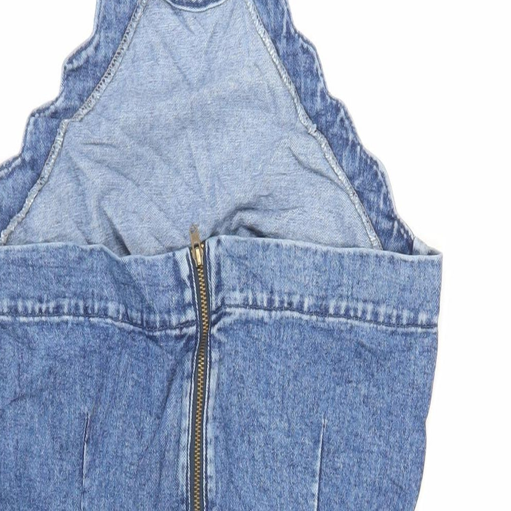 ASOS Womens Blue Cotton Mini Size 10 Halter Zip