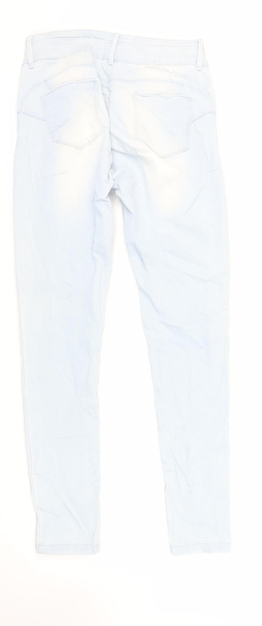 NEXT Womens Blue Cotton Skinny Jeans Size 12 L31 in Regular Zip