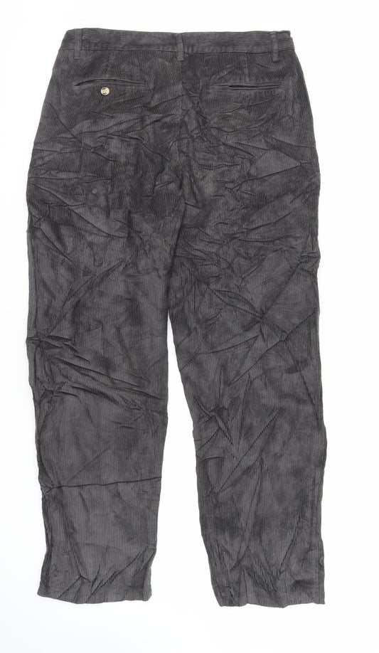 Cotton Traders Womens Grey Cotton Trousers Size 34 L29 in Regular Zip - Vintage