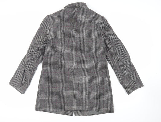 Classics Womens Grey Plaid Jacket Blazer Size 10 Button