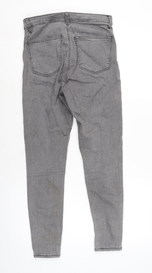 Topshop Womens Grey Cotton Blend Tapered Jeans Size 30 in L26 in Regular Zip