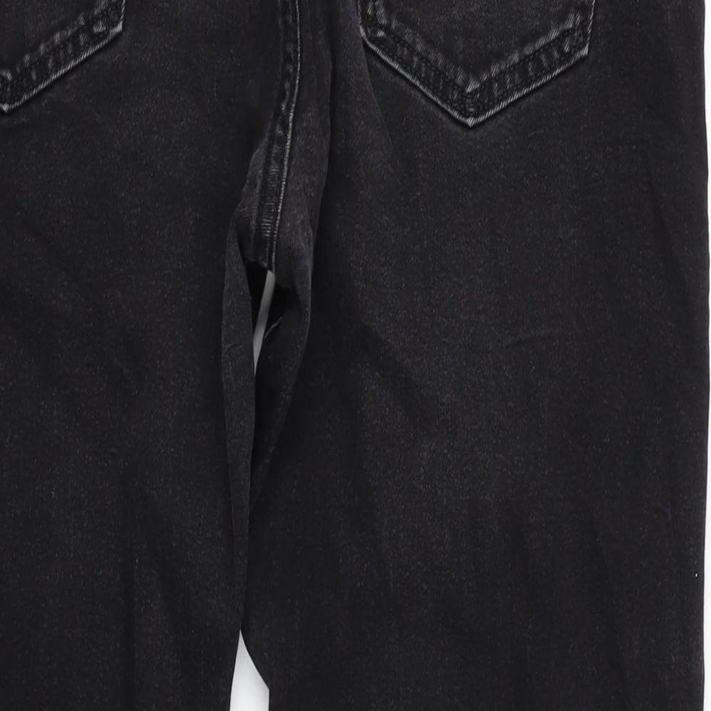 Marks and Spencer Mens Black Cotton Blend Tapered Jeans Size 29 in L29 in Regular Zip