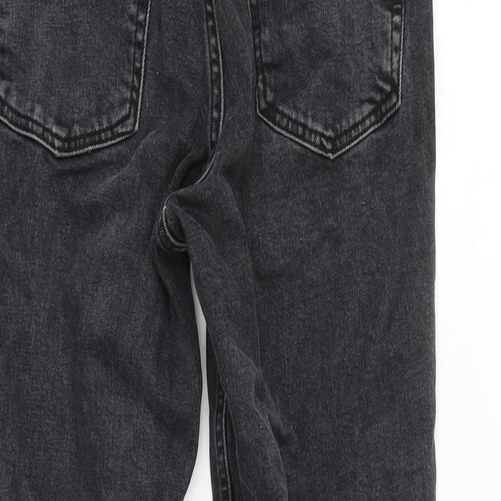 Topshop Womens Grey Cotton Blend Straight Jeans Size 24 in L25 in Regular Zip