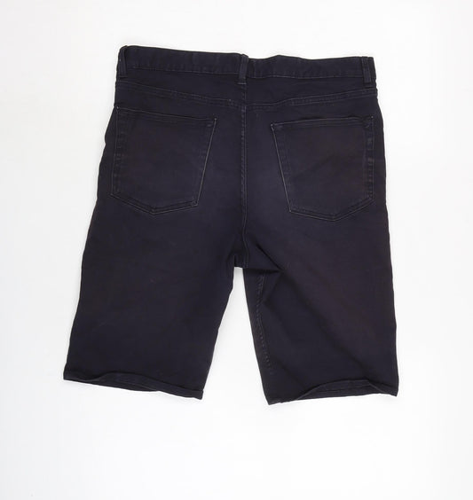 H&M Mens Blue Cotton Blend Bermuda Shorts Size 32 in L10 in Regular Zip