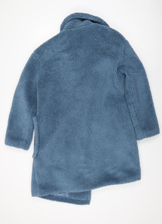 Glamorous Womens Blue Overcoat Coat Size 10 Button
