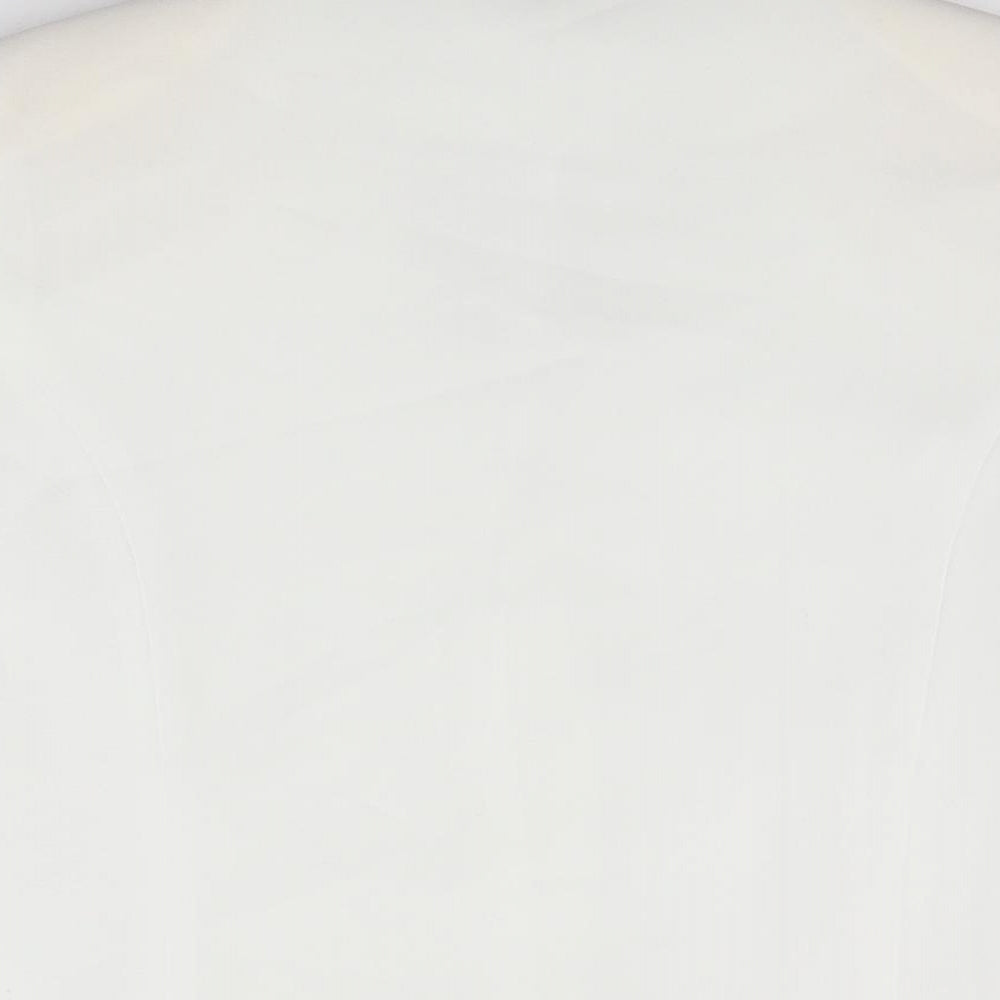 EWM Womens White Polyester Basic Button-Up Size 12 V-Neck