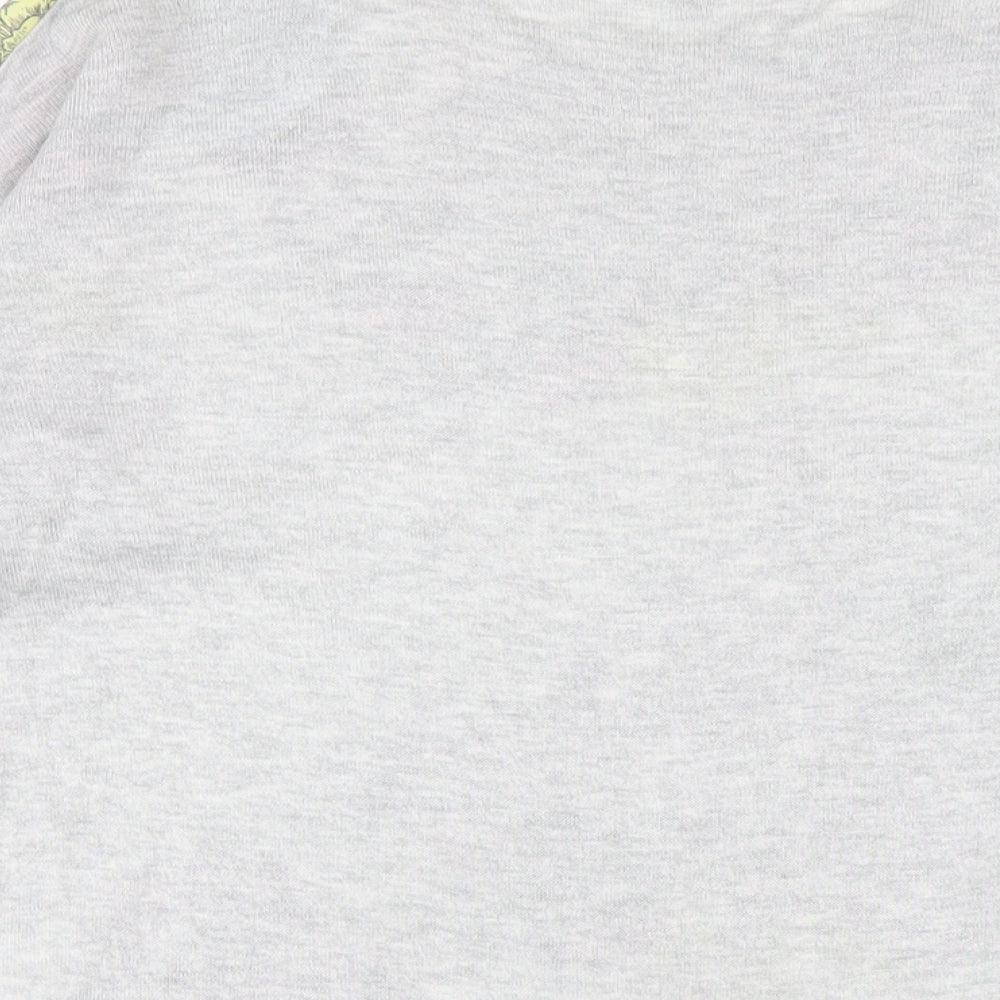 French Connection Womens Grey Floral Viscose Basic T-Shirt Size 10 Round Neck