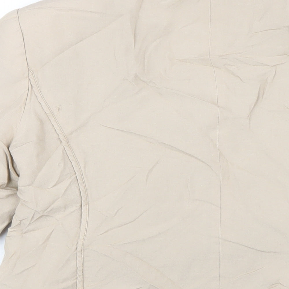 Brand and care label for Autograph women’s beige vinyl jacket blazer, size UK 16