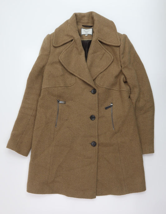Next Womens Beige Overcoat Coat Size 12 Button