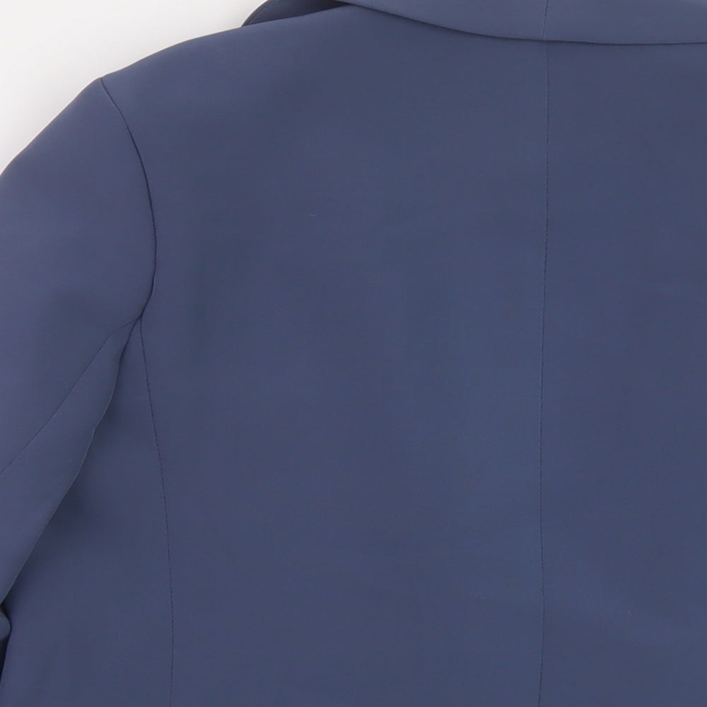 Brand and care label for ASOS women’s blue jacket, size UK 12