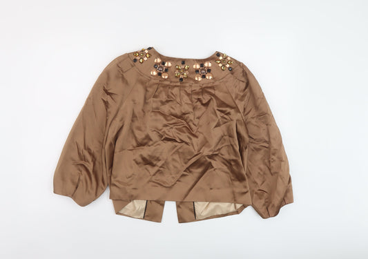 Autograph Womens Brown Jacket Size 12 Hook & Eye