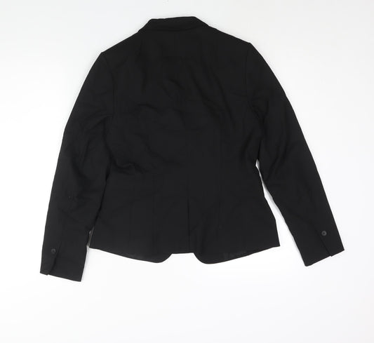 H&M Womens Black Polyester Jacket Suit Jacket Size 10