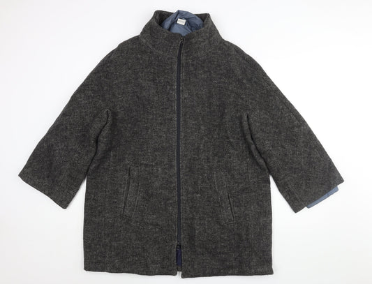 Additional front view of Coton Traders women’s grey overcoat coat, size UK 16, zip - quilted lining