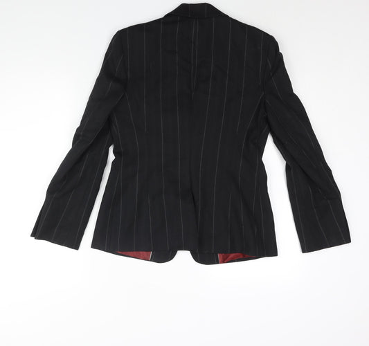 NEXT Womens Black Pinstripe Wool Jacket Suit Jacket Size 10