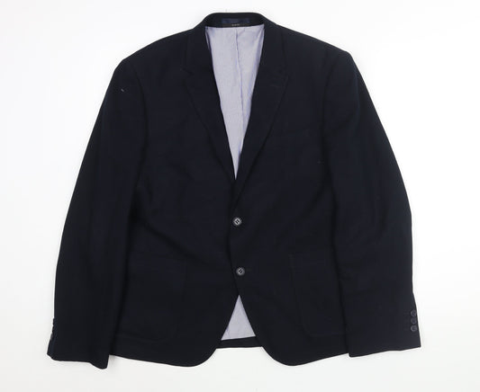 Mens UK Size L B&W Regular Blue Suit Jacket