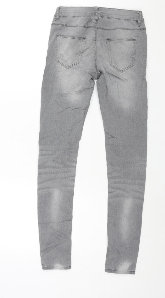 Denim & Co. Womens Grey Cotton Skinny Jeans Size 8 L29 in Regular Zip