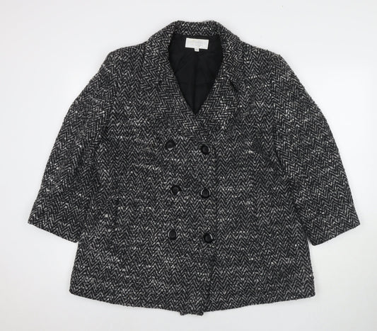 Additional front view of Cotswold Collections women’s black overcoat coat, size UK 12, button