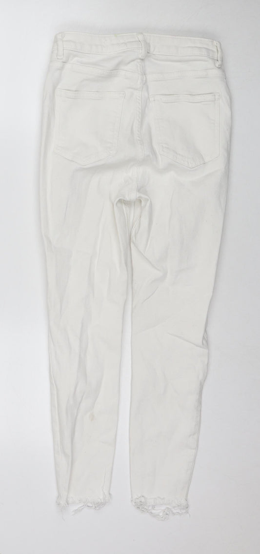 New Look Womens White Cotton Skinny Jeans Size 12 L24 in Regular Zip