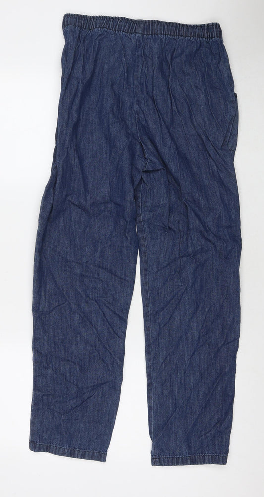 Amber Womens Blue Cotton Straight Jeans Size 14 L29 in Regular Drawstring