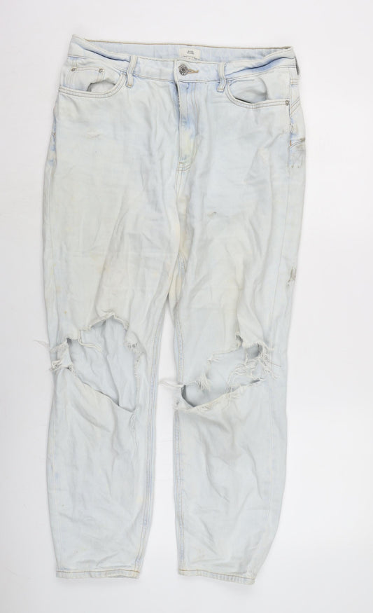 Womens UK Size 12 River Island Regular Fit Straight Blue Jeans