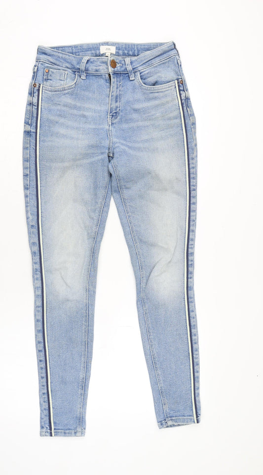 Womens UK Size 10 River Island Regular Fit Tapered Blue Jeans