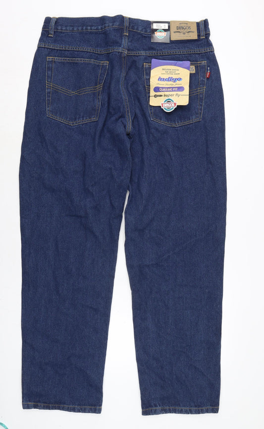 Indigo Mens Blue Cotton Straight Jeans Size 38 in L34 in Regular Zip - Dingos.