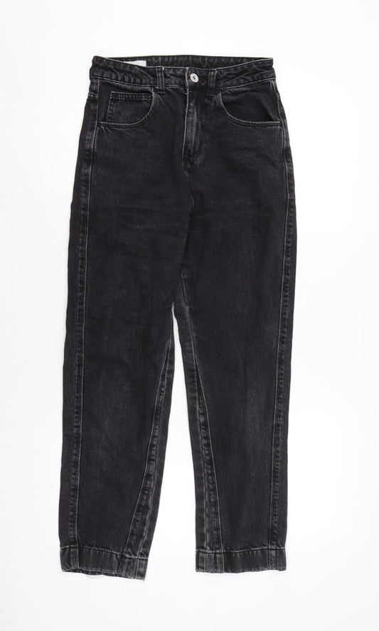 Collusion Womens Grey Cotton Straight Jeans Size 28 in L30 in Regular Tie