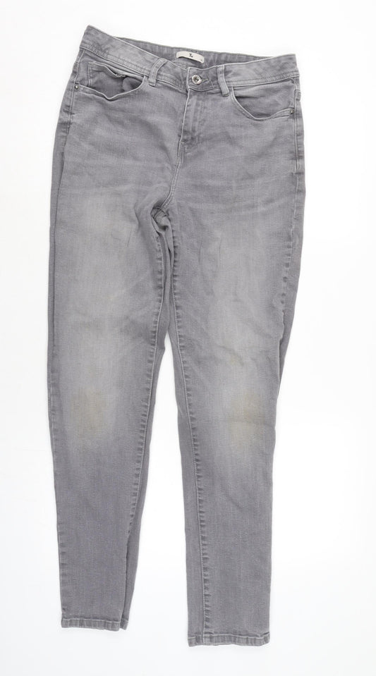 Womens UK Size 12 TU Regular Fit Tapered Grey Jeans