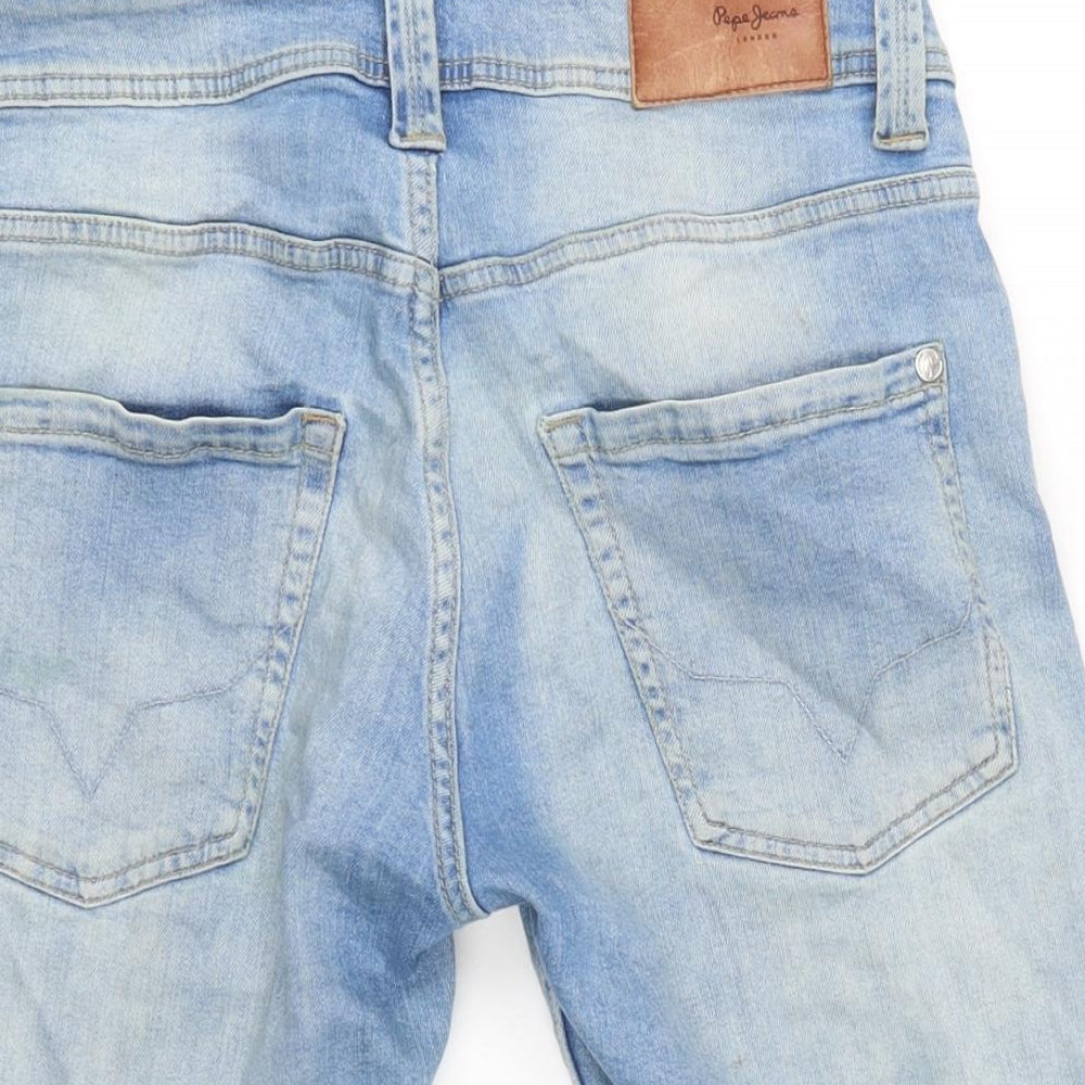 Pepe Jeans Mens Blue Cotton Bermuda Shorts Size 30 in L12 in Regular Zip