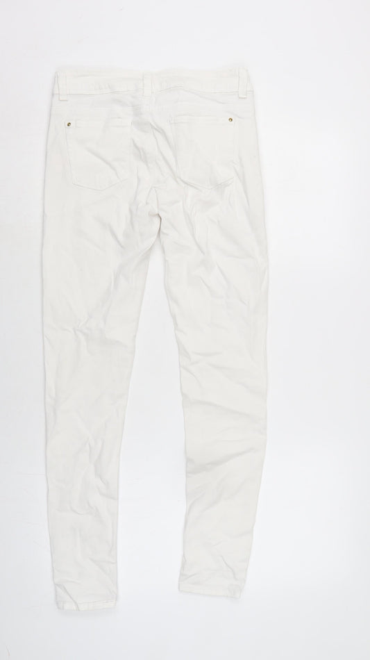 Denim & Co. Womens White Cotton Blend Skinny Jeans Size 8 L28 in Regular Zip