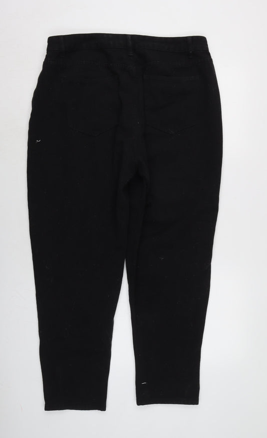 Boohoo Womens Black Cotton Blend Skinny Jeans Size 16 L27 in Regular Zip