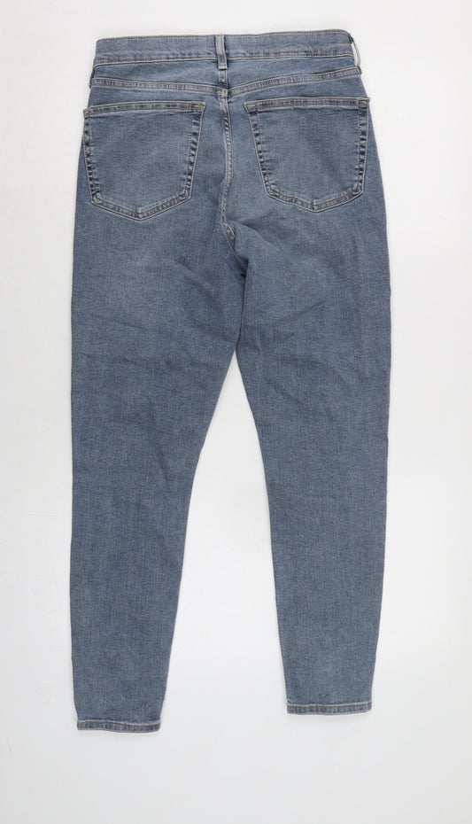 Topshop Womens Blue Cotton Straight Jeans Size 30 in L30 in Regular Zip