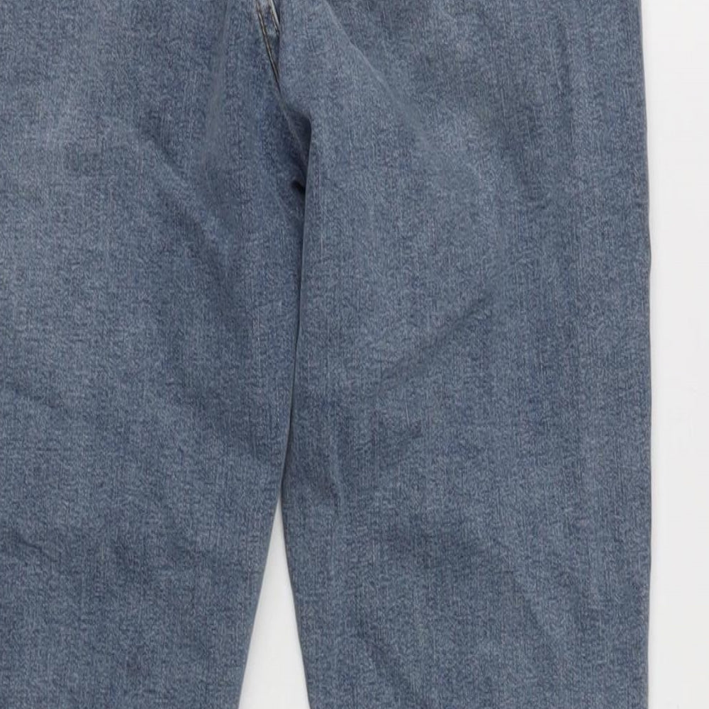 Topshop Womens Blue Cotton Straight Jeans Size 30 in L30 in Regular Zip