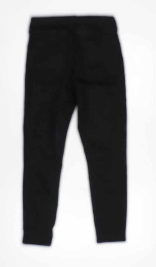 Topshop Womens Black Cotton Blend Tapered Jeans Size 28 in L25 in Extra-Slim Zip