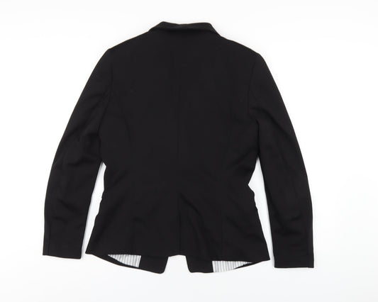 H&M Womens Black Polyester Jacket Blazer Size 12