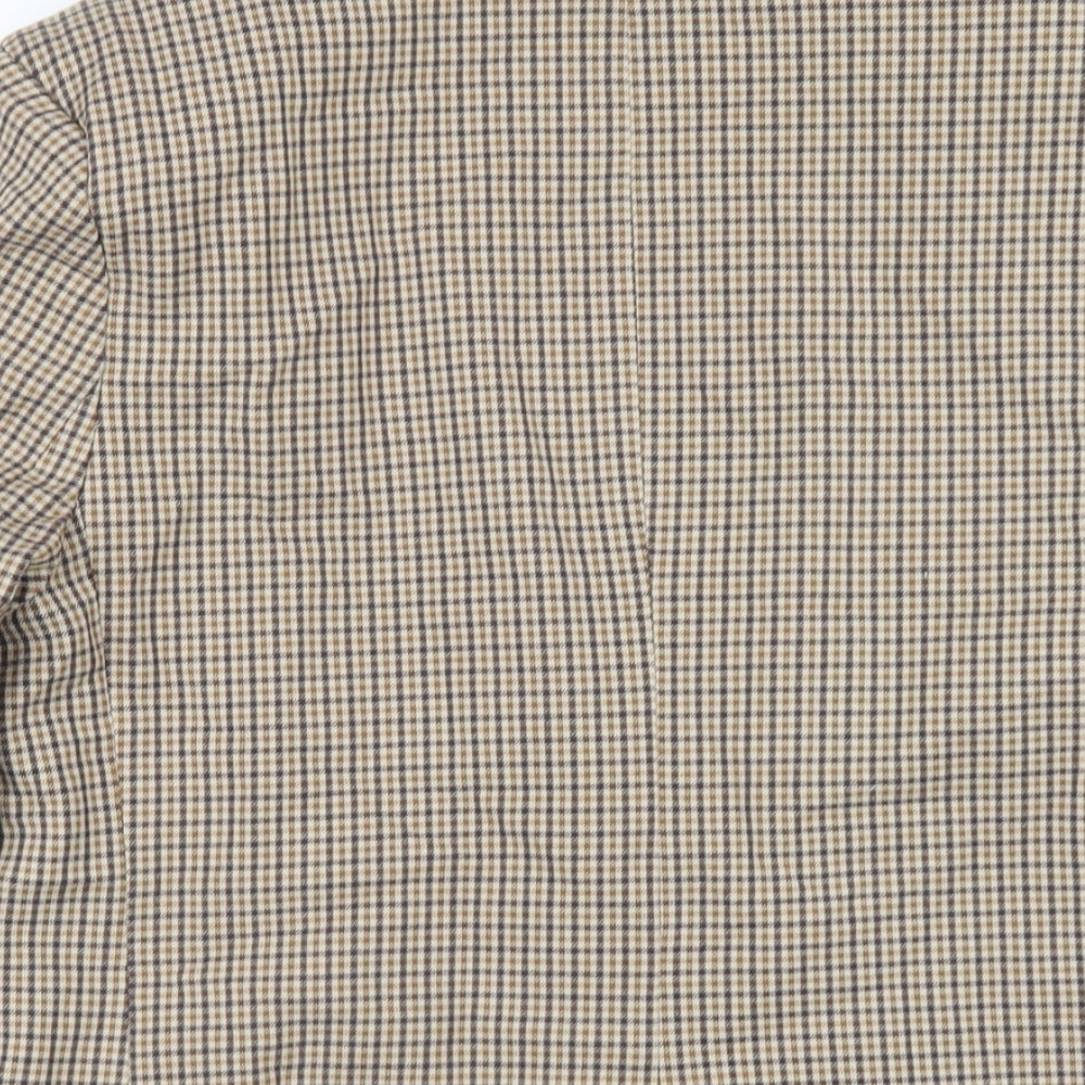 Pull&Bear Womens Brown Plaid Jacket Blazer Size S Button