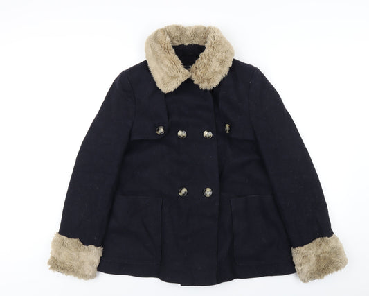 Womens UK Size 10 Topshop Blue Overcoat
