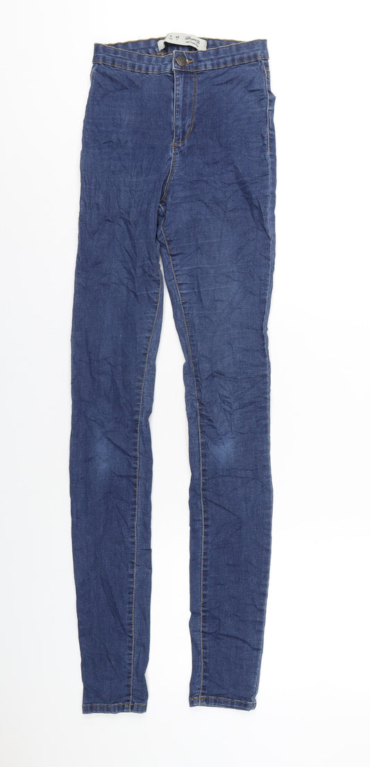Additional front view of Denim & Co. women’s blue cotton skinny jeans, size UK 8, 32-inch leg regular zip