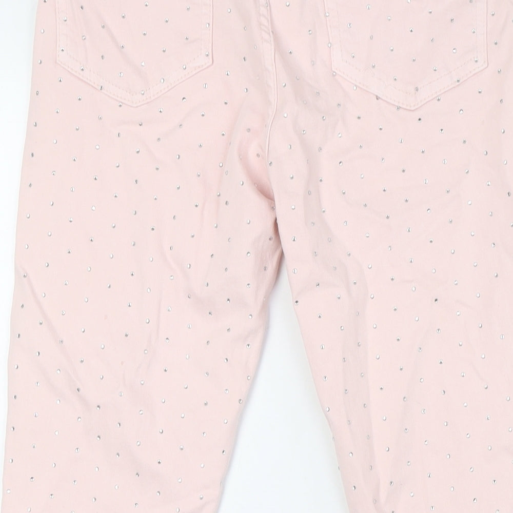 Topshop Womens Pink Cotton Skinny Jeans Size 28 L30 in Slim Zip - Sequins