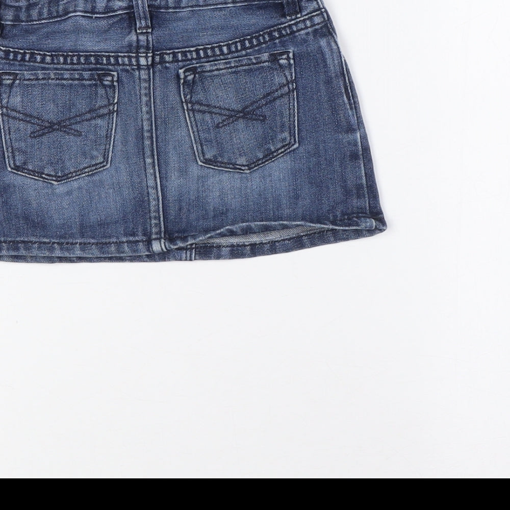 Gap Girls Blue Cotton A-Line Skirt Size 2 Years Regular Snap